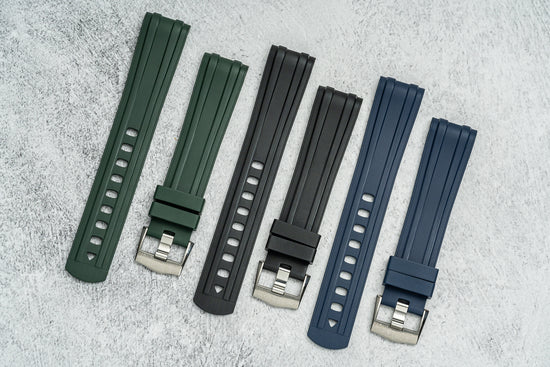 Army Green - Omega Seamaster 300m Curved FKM Rubber Strap
