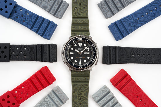 Uncle Straps "Irezumi" tattoo GL-831 rubber dive straps in multiple colors