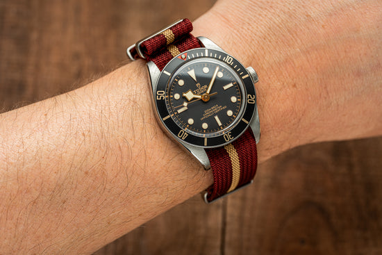 Burgundy & Gold - Ribbed Nylon Strap (20/22mm)