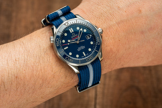 Blue & White - Ribbed Nylon Strap (20/22mm)