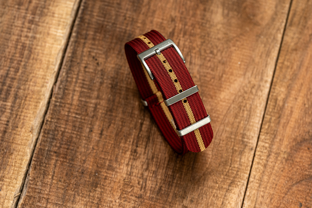 Burgundy & Gold - Ribbed Nylon Strap (20/22mm)