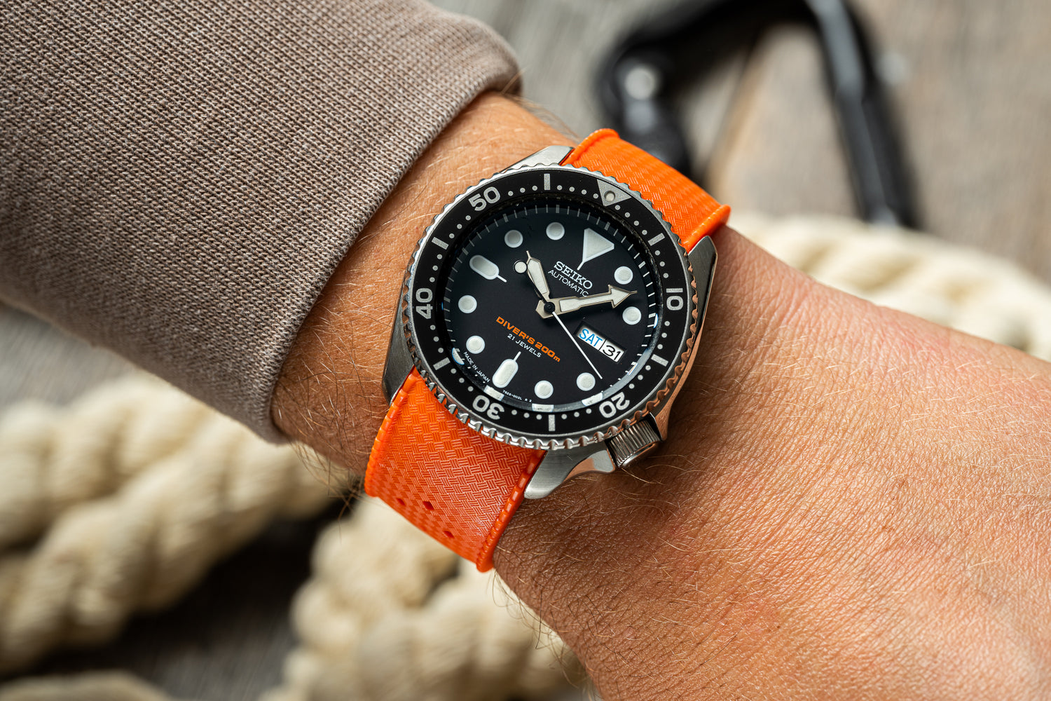 Orange Custom Curved South Pacific Strap (SKX007, SRPD