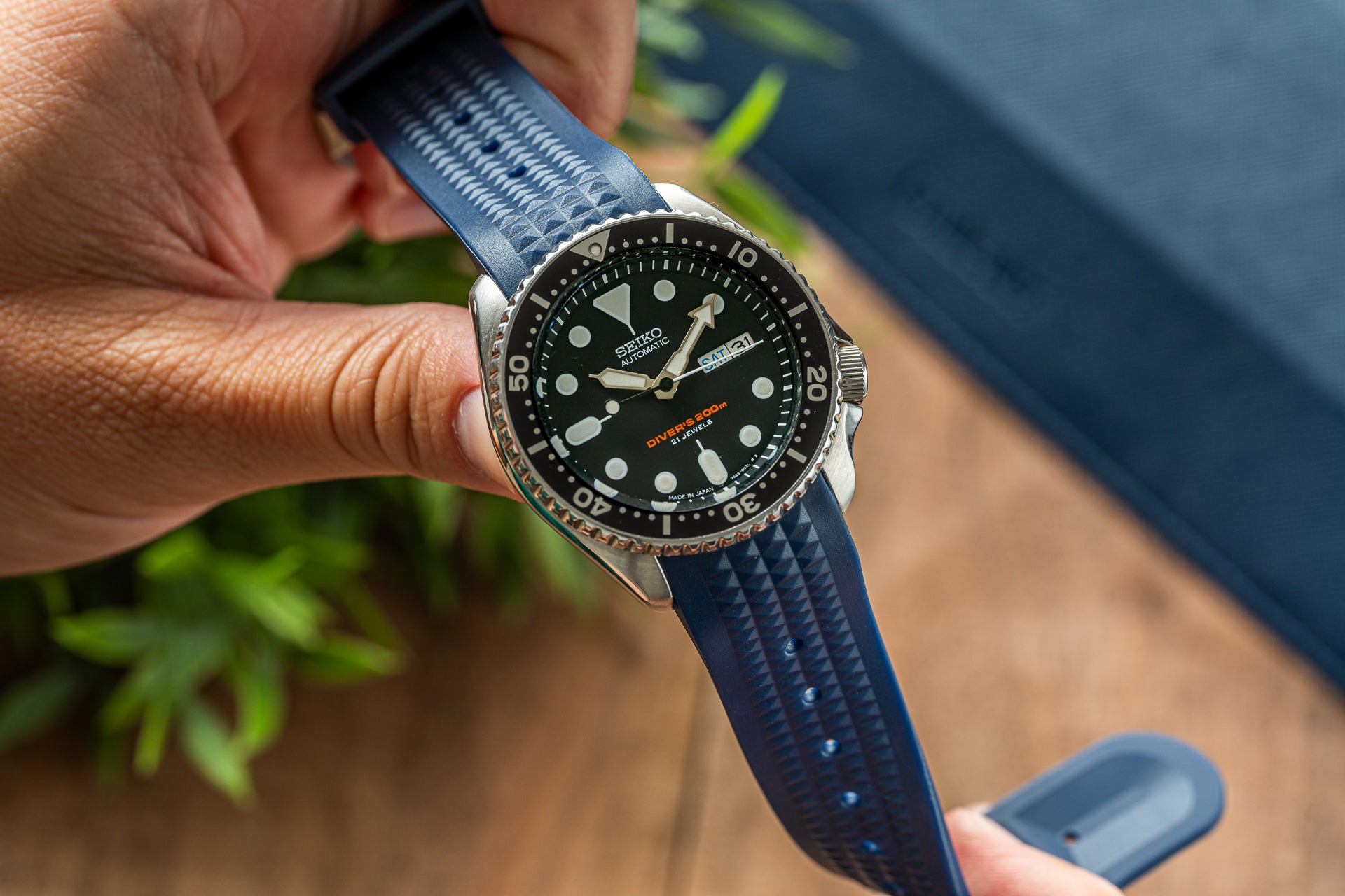 Blue Custom Curved Waffle Strap (SKX007)