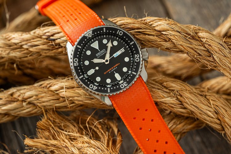 Orange Custom Curved South Pacific Strap (SKX007, SRPD