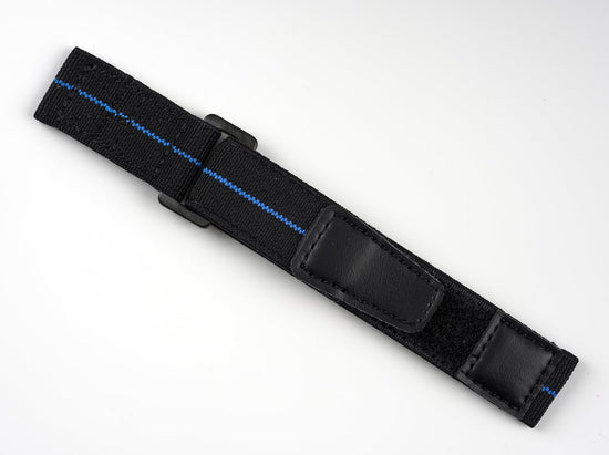 Black + Blue 2-Piece Nylon Velcro Strap (20/22mm)