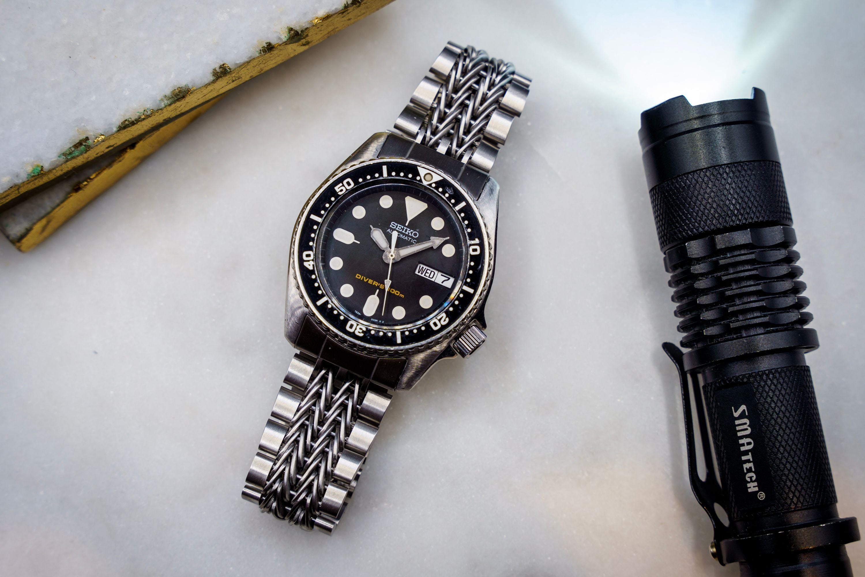 Seiko SKX013 Stainless Bracelet Super-O Boyer 2 Tone Gold| Strapcode