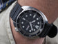 Seiko 6309 dive watch with the Uncle Straps "Irezumi" Gl-831 rubber dive strap