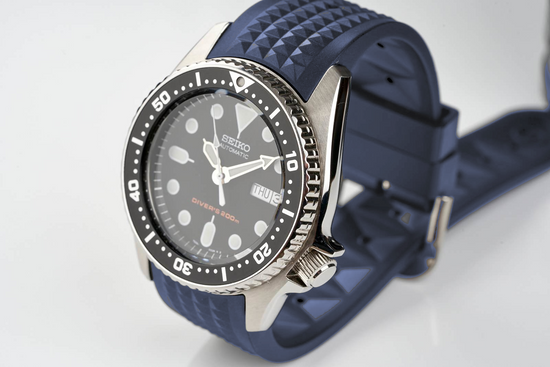 Blue Custom Curved Waffle Strap (Seiko SKX013)