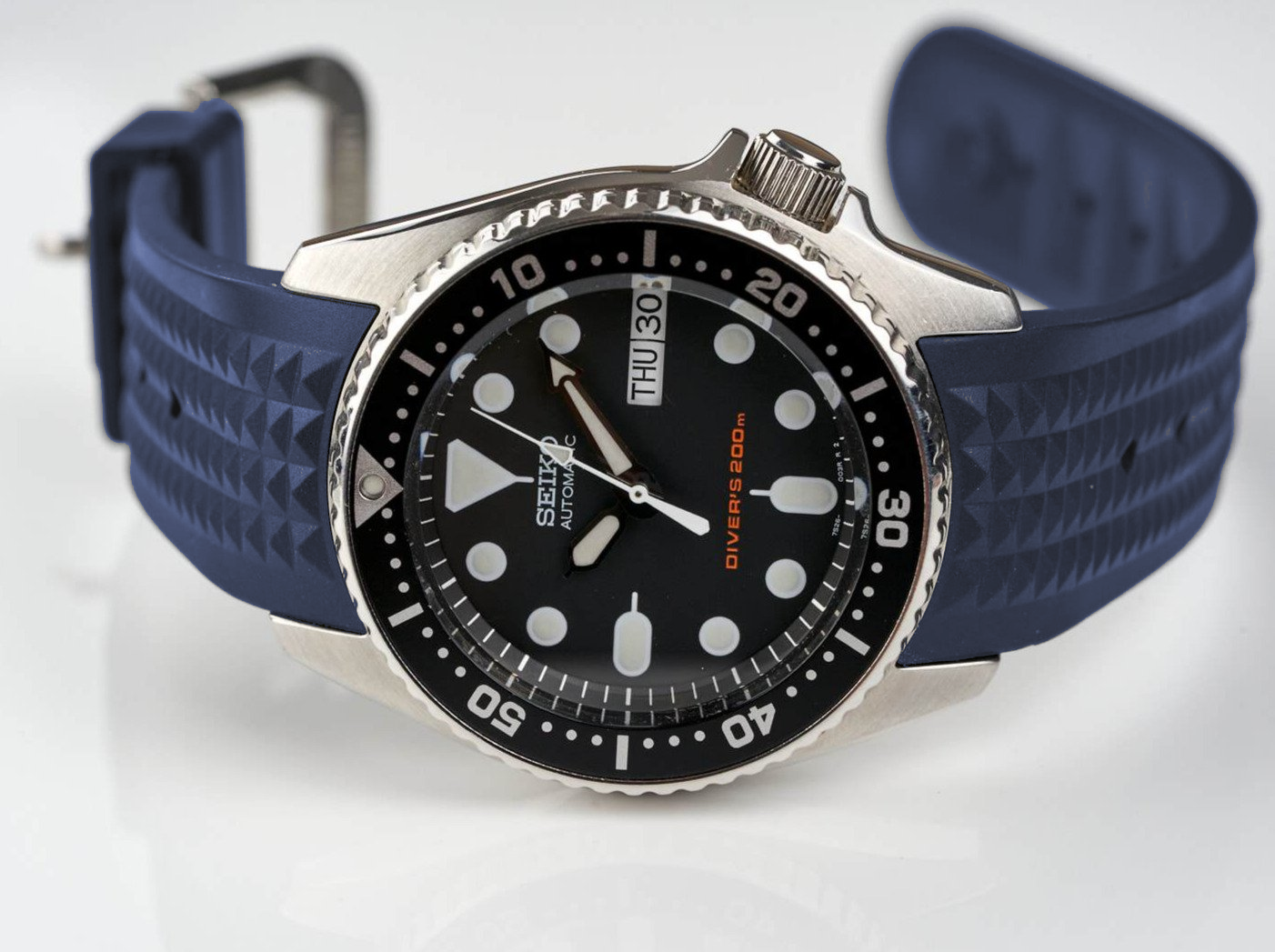 Blue Custom Curved Waffle Strap (Seiko SKX013)
